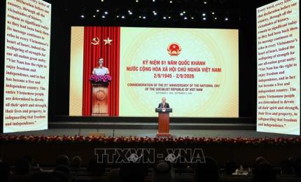 Ban biên tập trân trọng giới thiệu toàn văn Diễn văn của Tổng Bí thư, Chủ tịch nước Tô Lâm tại Lễ kỷ niệm 81 năm Quốc khánh nước Cộng hòa xã hội chủ nghĩa Việt Nam. Trong diễn văn, Tổng Bí thư, Chủ tịch nước nhấn mạnh Việt Nam bước vào kỷ nguyên phát triển mới, phát huy sức mạnh đại đoàn kết toàn dân tộc, lấy nhân dân làm trung tâm; đồng thời chủ động hội nhập quốc tế, tăng cường đối thoại, hợp tác, đóng góp vào hòa bình, ổn định và phát triển bền vững của thế giới.